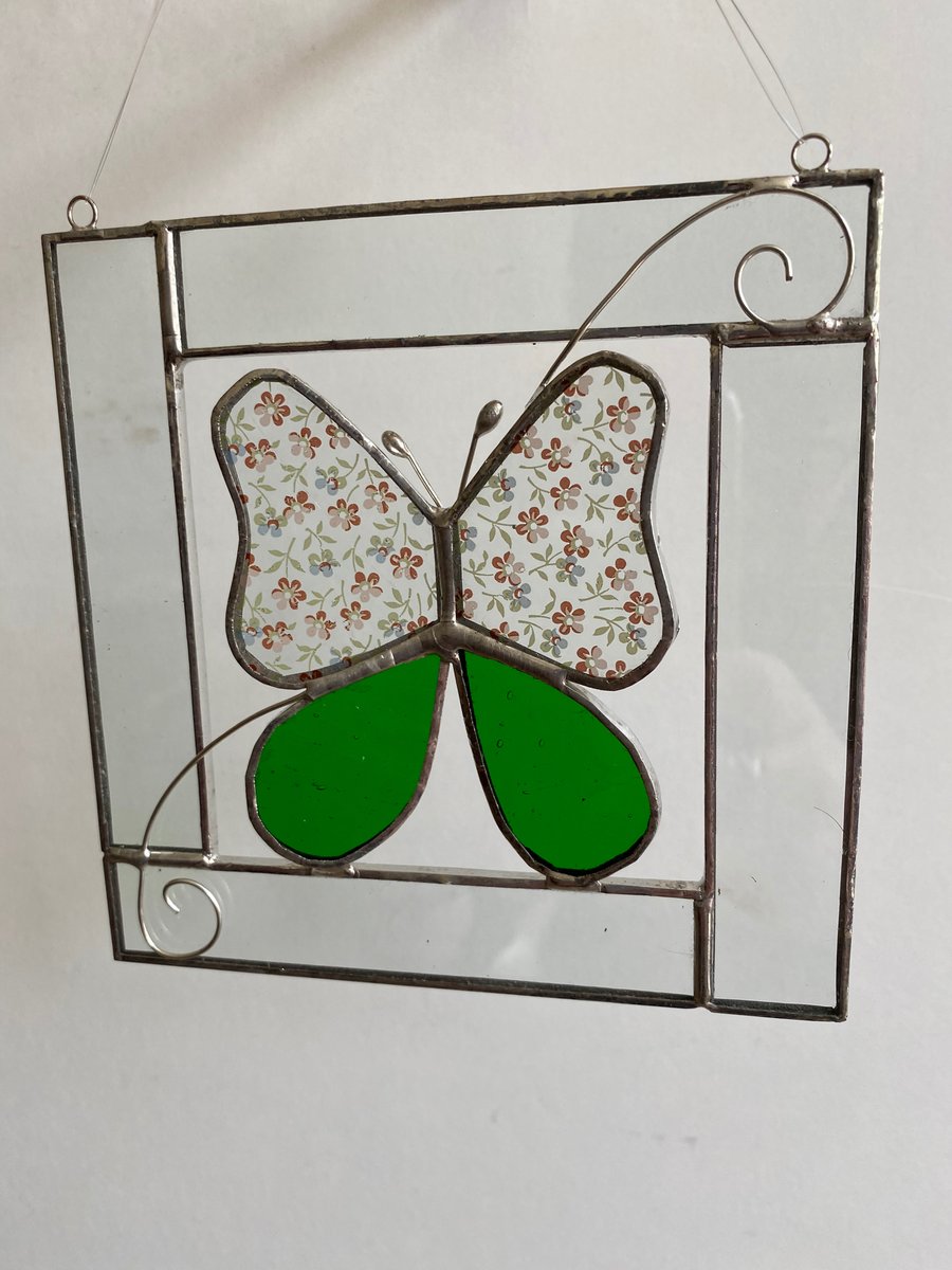 Stained Glass Butterfly Square