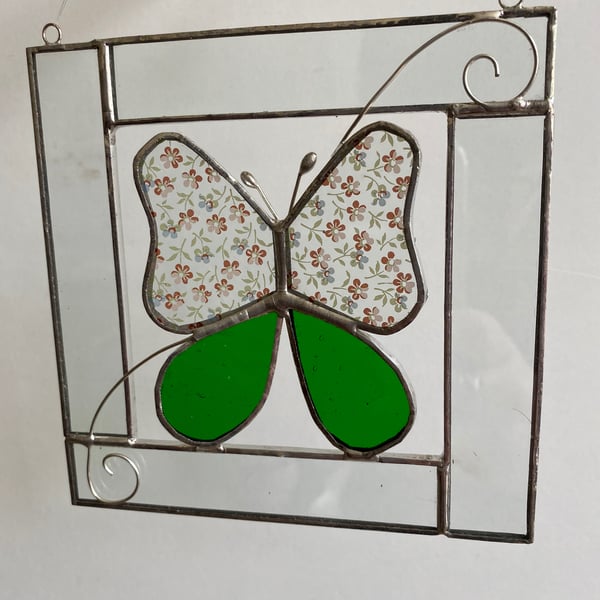 Stained Glass Butterfly Square