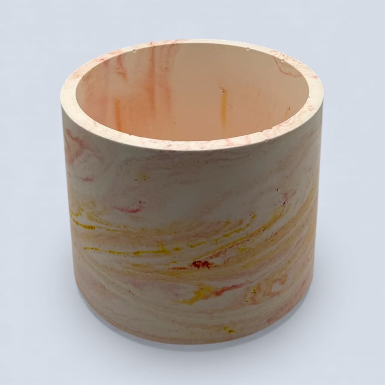 Large Plant Pot - Sunrise Marbled Red Orange and Yellow Pot Holder 