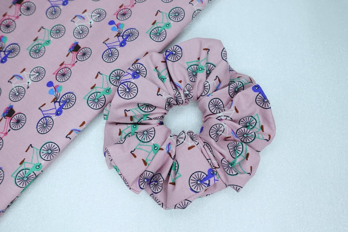 Bicycle Print Scrunchies, Summer Holiday Fun Cycle Print Scrunchies