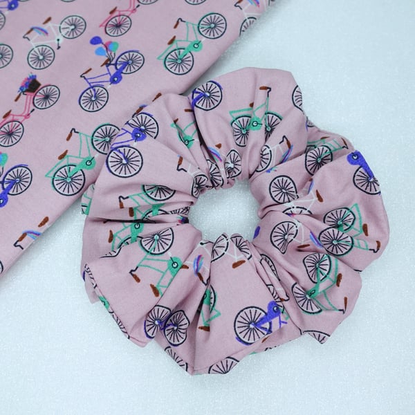 Bicycle Print Scrunchies, Summer Holiday Fun Cycle Print Scrunchies