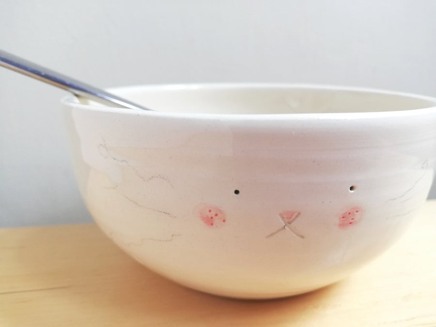Bunny sugar bowl listing wth bunny face & tail small ceramic dish Seconds Sunday