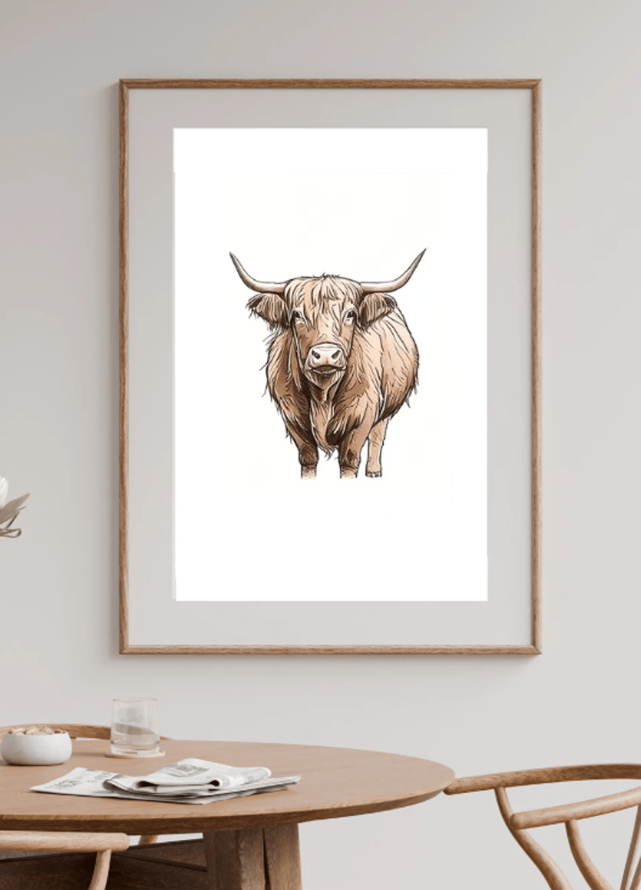 Highland Cow Wall Art Print - Gift from Scotland