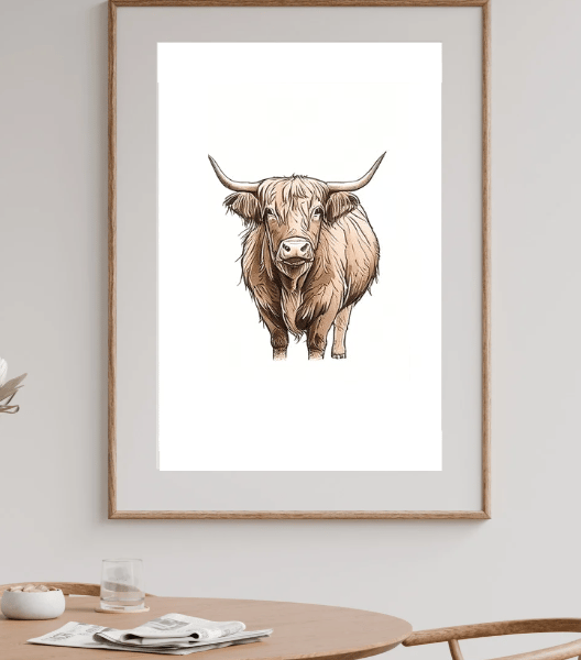 Highland Cow Wall Art Print - Gift from Scotland