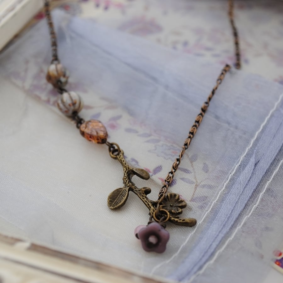 Titania flower & branch necklace