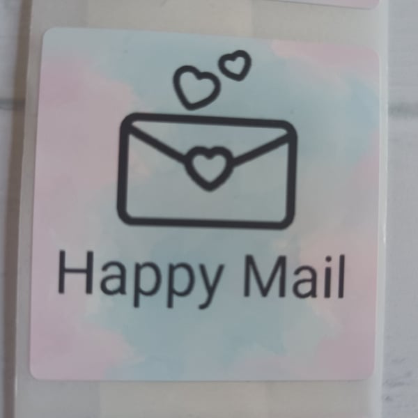 20 Thermal Printed 'Envelope Happy Mail' postal stickers (AA)