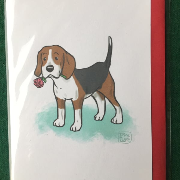 Beagle Rose Card