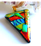 Patchwork Triangle Dichroic Fused Glass Pendant Colour choice gift handmade - Image 8