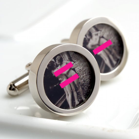 Vintage Erotic Nude Cufflinks - Pair of Nudes and a Motor Car