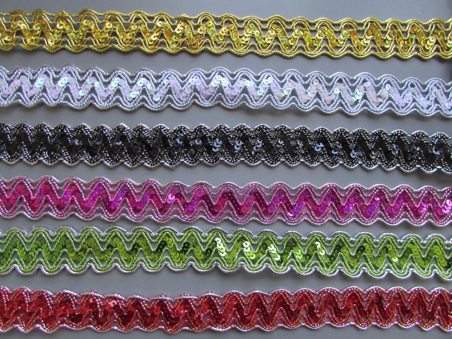 Sequin Metallic 3cm Braid Trim Sold By The Metre