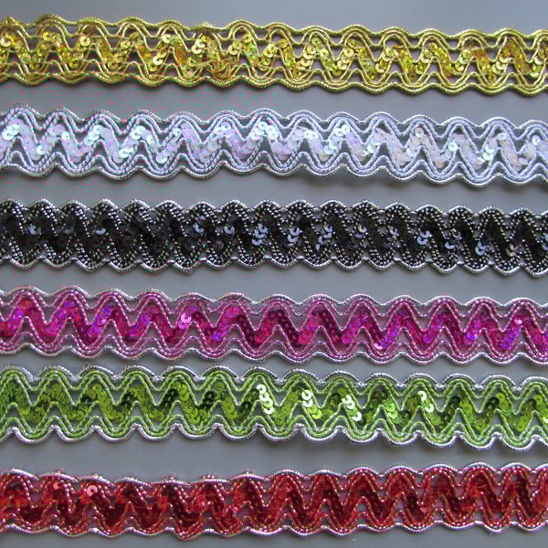 Sequin Metallic 3cm Braid Trim Sold By The Metre