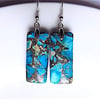 Blue sea sediment jasper dangle earrings, for pierced ears.