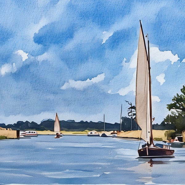 A5 Blank Greeting Card Sailing Boats Norfolk Broads 