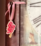 6 Wedding Favours Flowers Wooden Hanging Ornaments or Keyrings floral - Image 3
