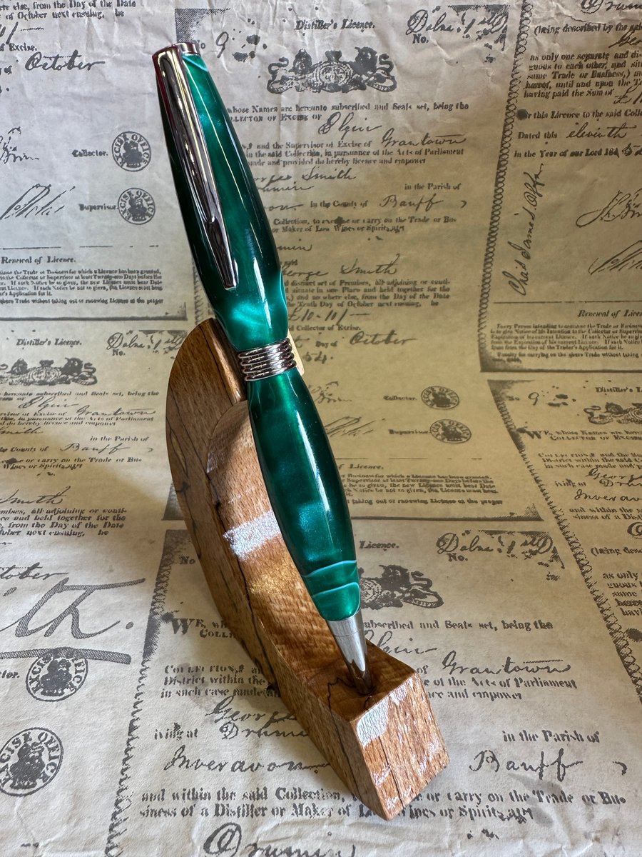 Greens & Chrome Acrylic Ballpoint Pen