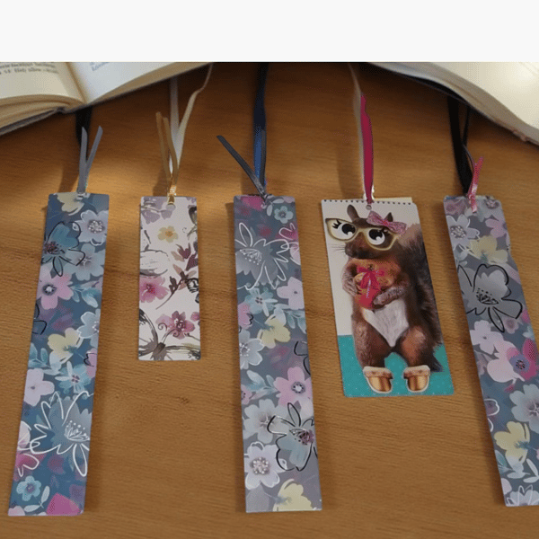 Bookmarks Handmade bundle of 5 Card Floral with ribbon