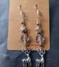 Wintry beaded star and leaf dangle earrings with silver stag charm  - Image 3