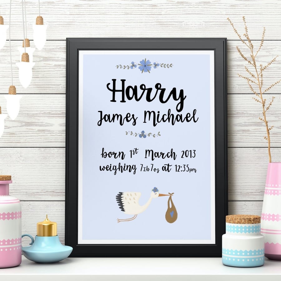 Birth print. Birth details print. Baby name print. New baby gift