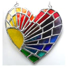 Rainbow Rays Valentine Sun Heart Suncatcher Stained Glass Handmade 001
