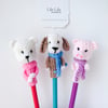 Set of 3 pencil toppers handmade, pencils included, Free UK delivery