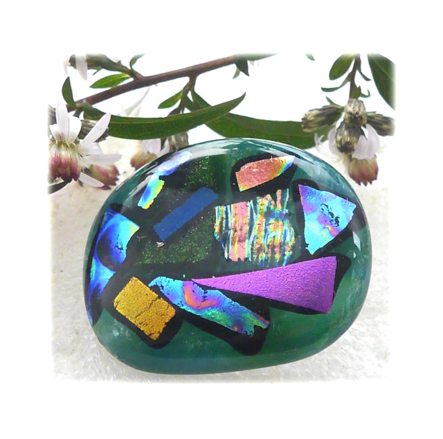 Patchwork Dichroic Fused Glass Brooch 045 Handmade 