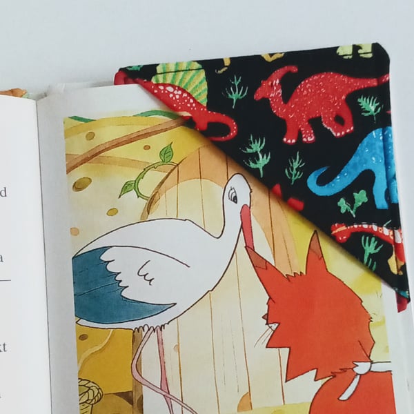 Corner bookmark, children's bookmark, Dinosaurs, book lover, stocking filler