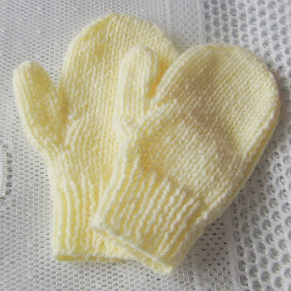 Children's Yellow Mittens with Thumbs, Knitted Child's Mittens, Childrens Gift