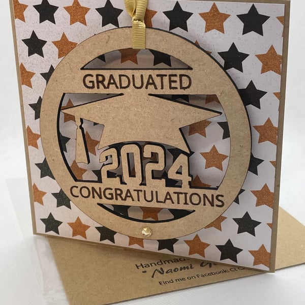 Handmade engraved graduation card 