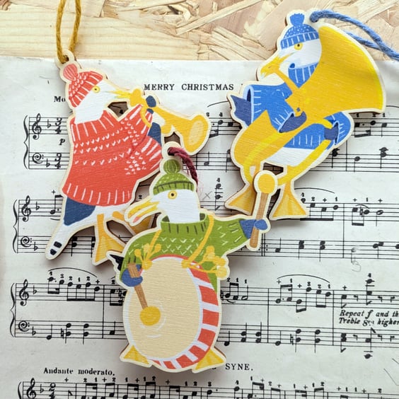 Wooden Christmas Decorations with FREE Christmas Card 