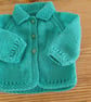turquoise blue baby cardigan with collar aged 0-3 months. - Image 4
