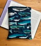 Whale Print Quilted Fabric Book Sleeve - Hardback Size 