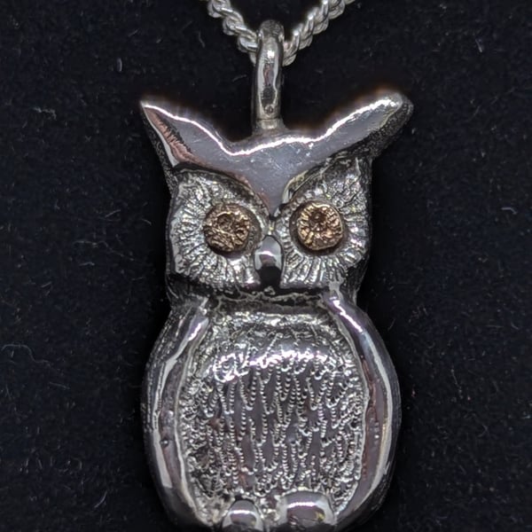 Owl necklace, Sterling silver owl pendant