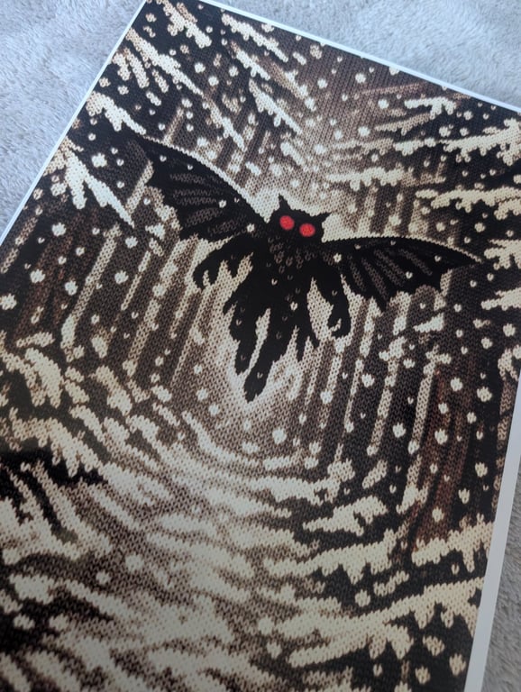 Mothman Knitted Snow Woodland A4 Photo Print 