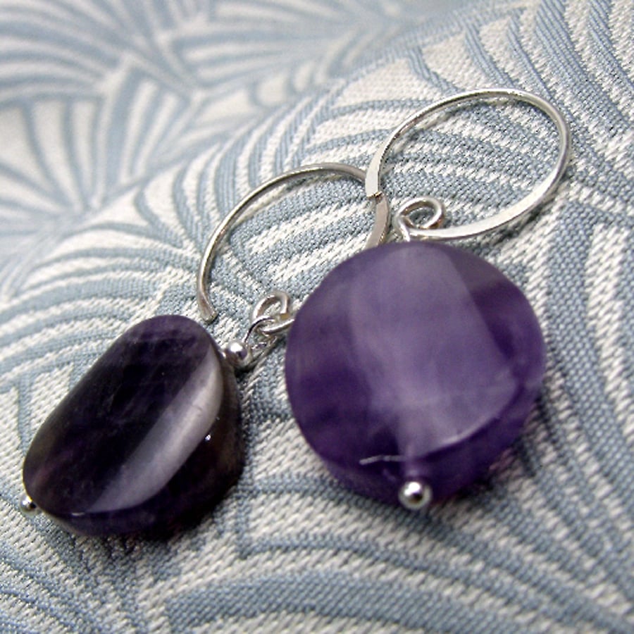 Handmade Amethyst Earrings, Purple Earrings, Purple Dangle Earrings DD17