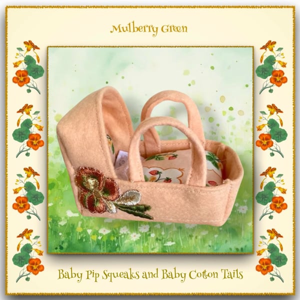 A Pretty Peach Felt Cradle for the baby Pip Squeaks and Cotton Tails
