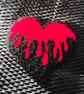 Punch Needle Bleeding Heart Red and Black Mug Rug or Desk Rug  - Image 1