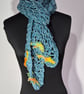 46.Novelty Scarf in Sea Blue with Fishes Swimming on the Waves. - Image 2