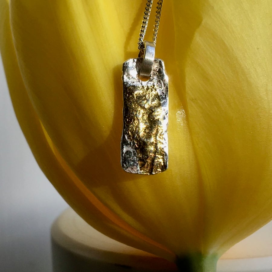 Handmade ecosilver pendant necklace with 23.5c gold detail 