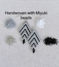 Black grey and silver beadwork diamond earrings  - Image 6