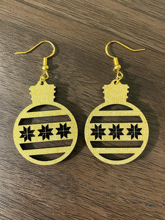 Golden Christmas Bauble Earrings