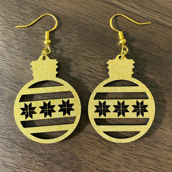 Golden Christmas Bauble Earrings
