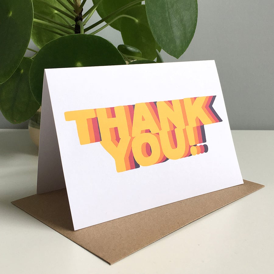 Thank You - Set Of 8 Colourful Repeat Type Greeting Cards