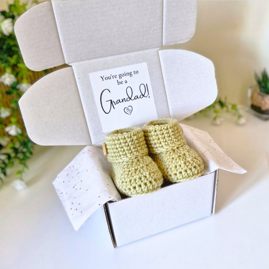 Grandad to be Pregnancy Announcement Gift Box - Baby Booties Reveal