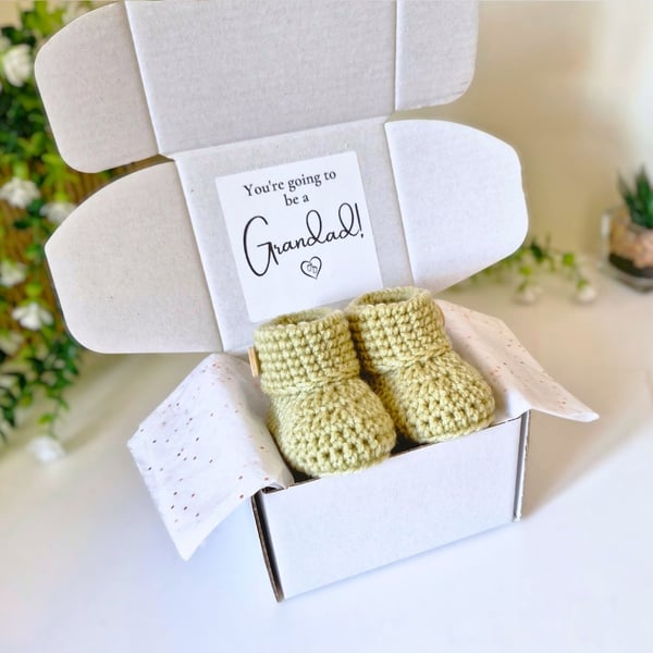 Grandad to be Pregnancy Announcement Gift Box - Baby Booties Reveal