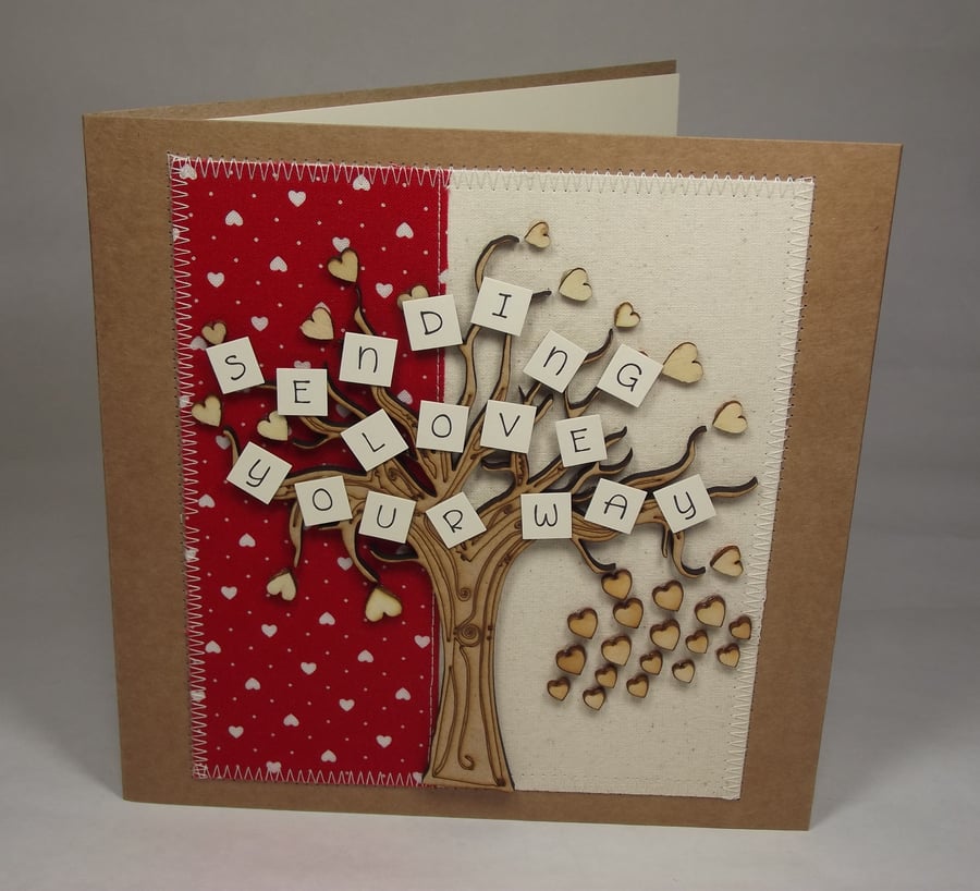 Sending Love Your Way Fabric Greeting Card