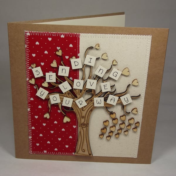 Sending Love Your Way Fabric Greeting Card