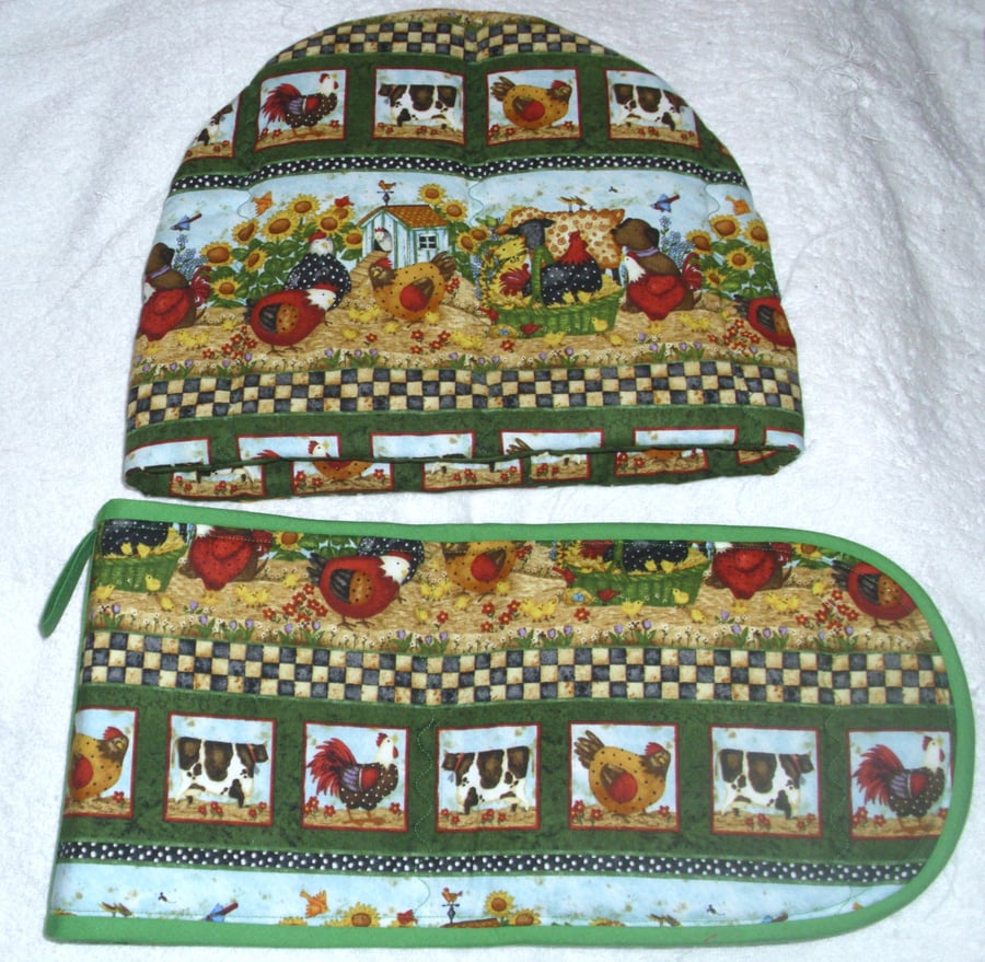 On the Farm Tea cosy and ovengloves