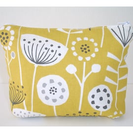 Make-up Cosmetic Toiletries Bag Purse MCM Scandi Yellow Ochre Seedhead Flowers