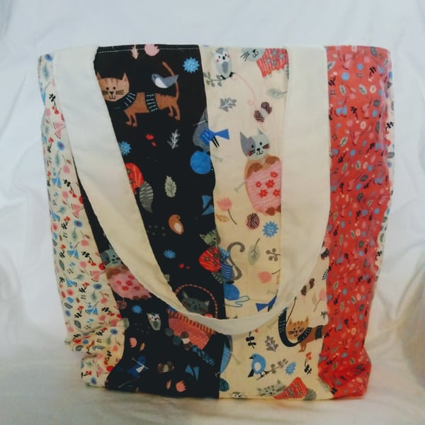 SALE - Crafting Cats Patchwork Tote Bag