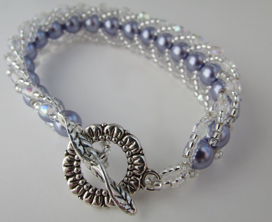 Lilac Flat Spiral Weave Bracelet
